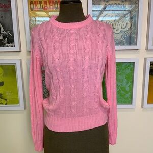 Vintage 80s Pink Cable Knit Sweater